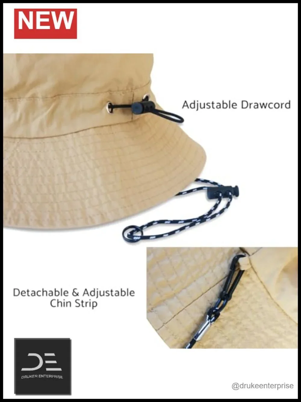 Packable Sun Bucket Hat Adjustable Chin Strap Waterproof Lightweight Hiking